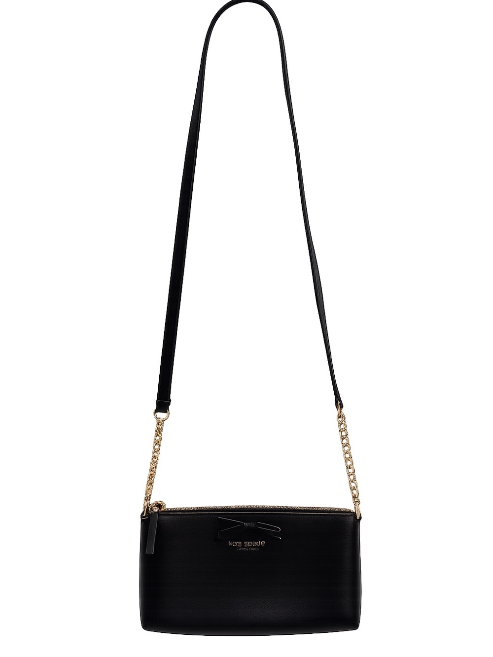 kate spade Black Leather Crossbody with Gold Chain Strap